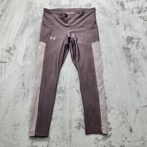 Under Armour Leggings Womens L Purple Heatgear Compression Fly Fast Crop Workout